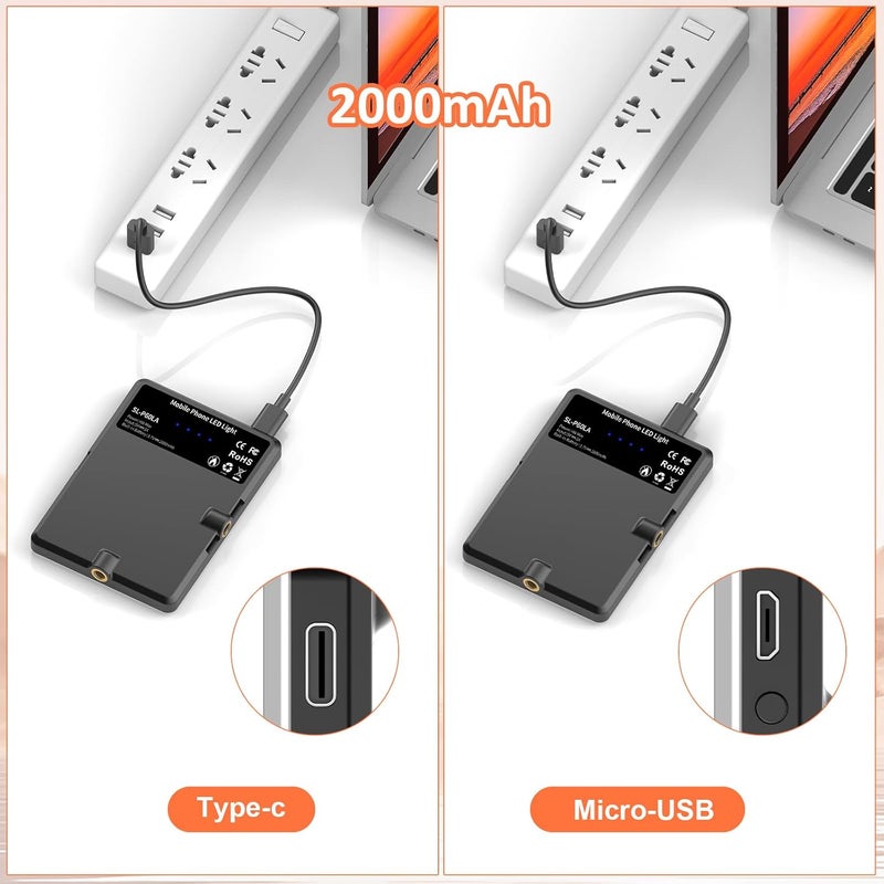 TONEOF Portable Selfie Light,Rechargable 60 LED PhoneLight with Clip & Double 1/4" Screw Hole,2500k-9000K Dimmable for iPhone,Android,Laptop,Tablet,Selfie/Video Conference - Image 5